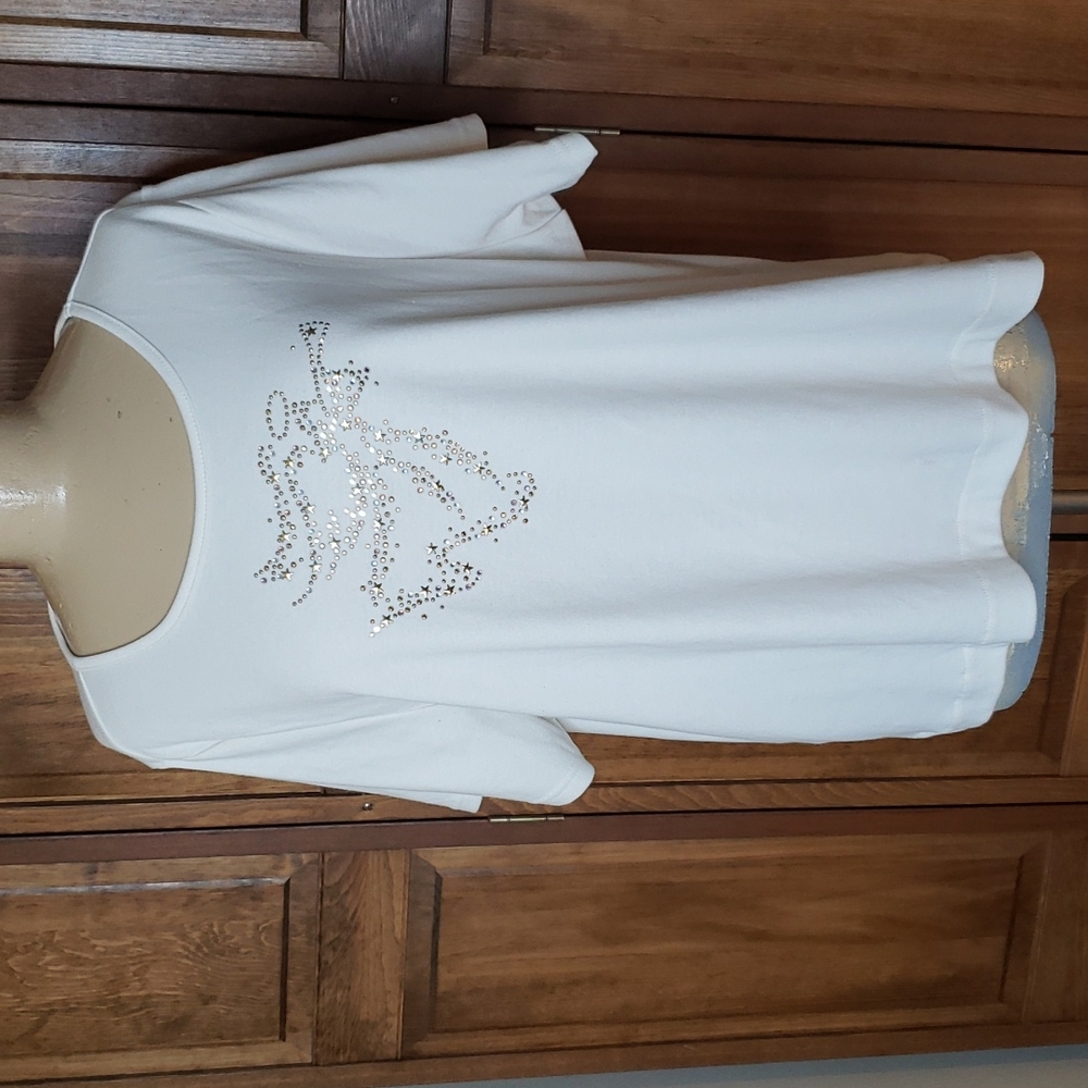 Quacker Factory Embellished Holiday Angel T-Shirt Sz 3X